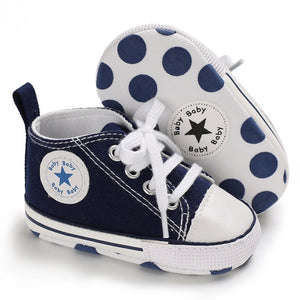 Baby Shoes Boy Girl Star Solid Sneaker Cotton Soft Anti-Slip Sole Newborn Infant First Walkers Toddler Casual Canvas Crib Shoes