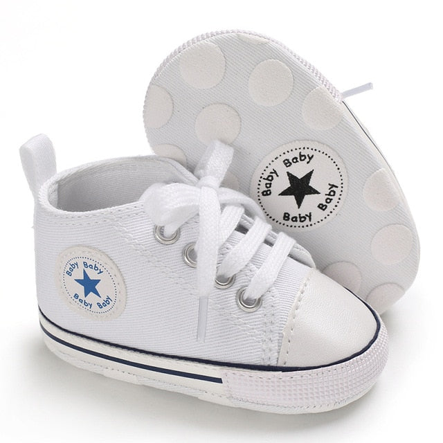 Baby Shoes Boy Girl Star Solid Sneaker Cotton Soft Anti-Slip Sole Newborn Infant First Walkers Toddler Casual Canvas Crib Shoes