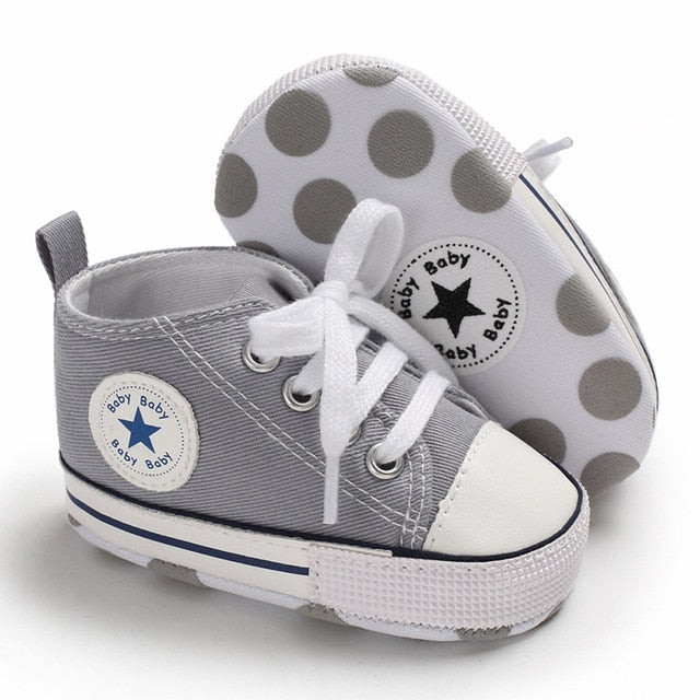 Baby Shoes Boy Girl Star Solid Sneaker Cotton Soft Anti-Slip Sole Newborn Infant First Walkers Toddler Casual Canvas Crib Shoes