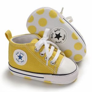 Baby Shoes Boy Girl Star Solid Sneaker Cotton Soft Anti-Slip Sole Newborn Infant First Walkers Toddler Casual Canvas Crib Shoes