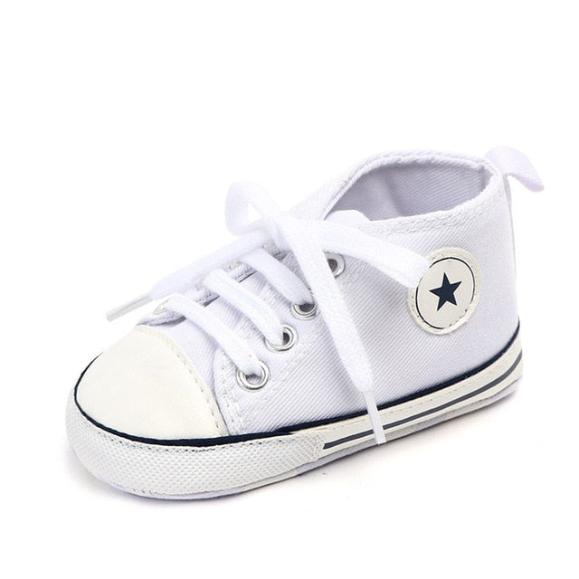 Baby Shoes Boy Girl Star Solid Sneaker Cotton Soft Anti-Slip Sole Newborn Infant First Walkers Toddler Casual Canvas Crib Shoes