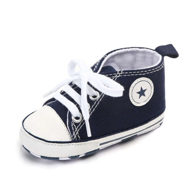 Baby Shoes Boy Girl Star Solid Sneaker Cotton Soft Anti-Slip Sole Newborn Infant First Walkers Toddler Casual Canvas Crib Shoes