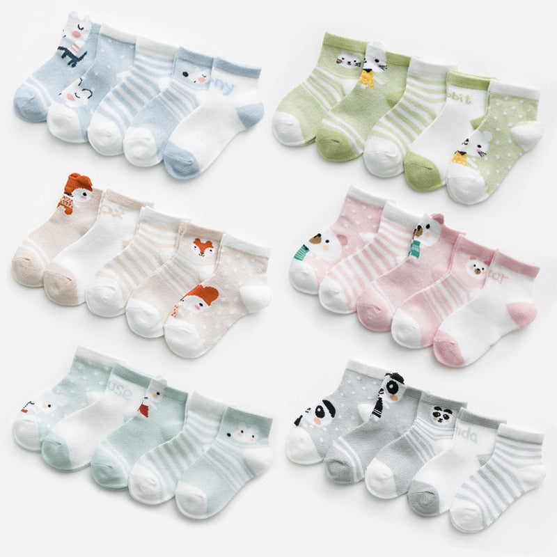 5Pairs/lot 0-2Y Infant Baby Socks Baby Socks for Girls Cotton Mesh Cute Newborn Boy Toddler Socks Baby Clothes Accessories