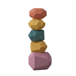 Wooden Stones Montessori Toy Creative Nordic Style Stacking Rainbow Game Jenga Set Balancing Building Blocks Wood Toy Gift