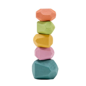 Wooden Stones Montessori Toy Creative Nordic Style Stacking Rainbow Game Jenga Set Balancing Building Blocks Wood Toy Gift