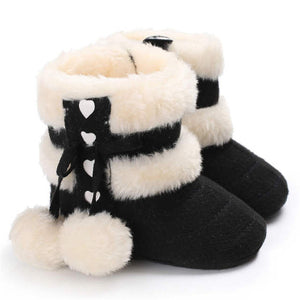 2019 Winter Snow Baby Boots 7-Colors Warm Fluff Balls Indoor Cottton Soft Rubber Sole Infant Newborn Toddler Baby Shoes