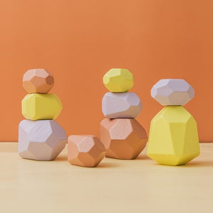 Wooden Stones Montessori Toy Creative Nordic Style Stacking Rainbow Game Jenga Set Balancing Building Blocks Wood Toy Gift