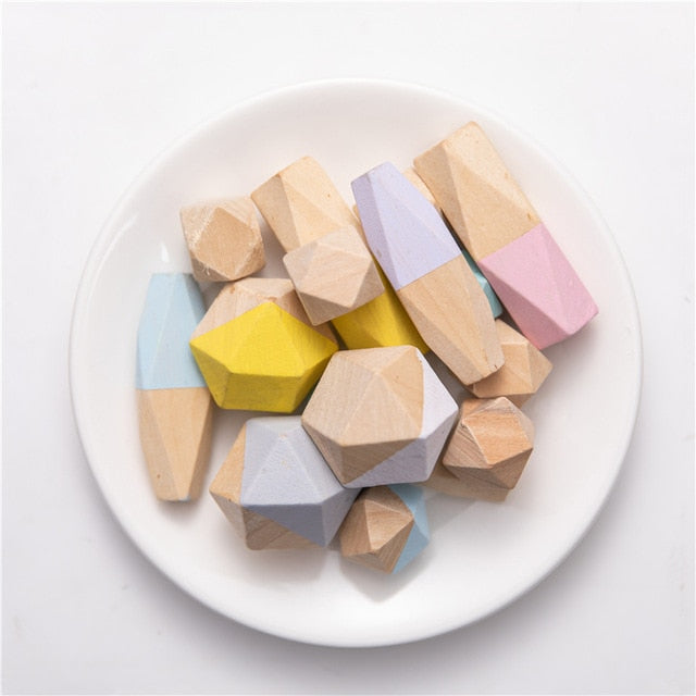 Wooden Stones Montessori Toy Creative Nordic Style Stacking Rainbow Game Jenga Set Balancing Building Blocks Wood Toy Gift