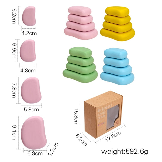 Wooden Stones Montessori Toy Creative Nordic Style Stacking Rainbow Game Jenga Set Balancing Building Blocks Wood Toy Gift