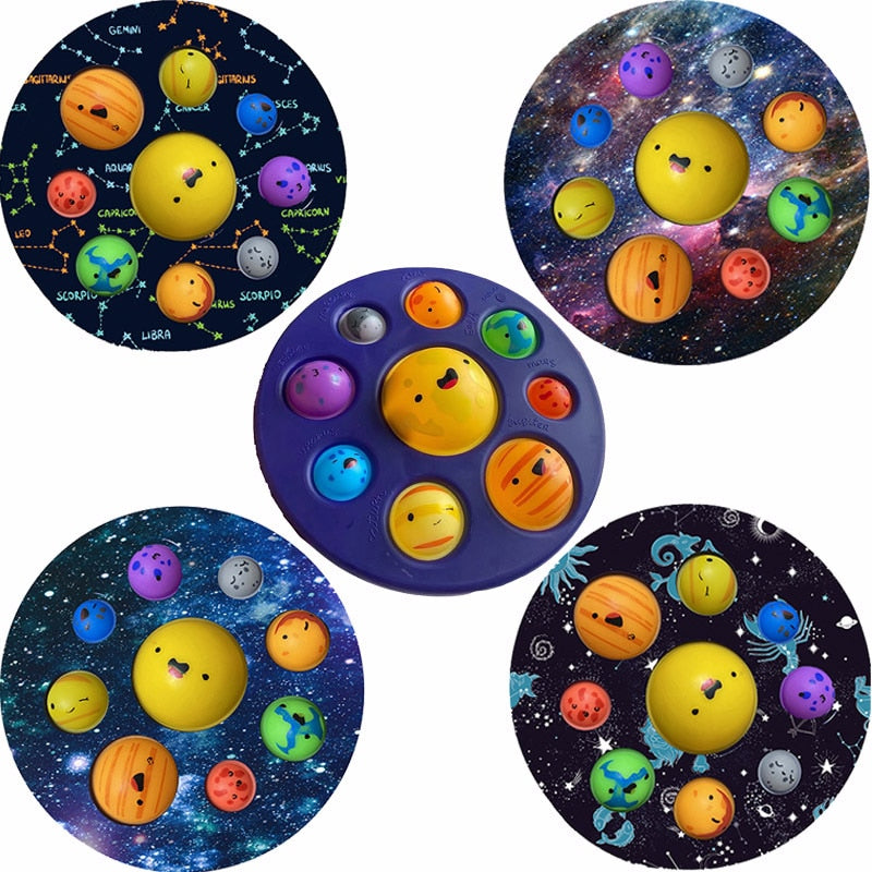 Eight Planet Pop It Push Bubble Fidget Toys Adult Stress Relief Squeeze Toy Antistress Popit Soft Squishy Kids Toys Gifts