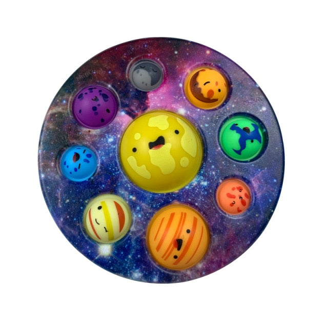 Eight Planet Pop It Push Bubble Fidget Toys Adult Stress Relief Squeeze Toy Antistress Popit Soft Squishy Kids Toys Gifts