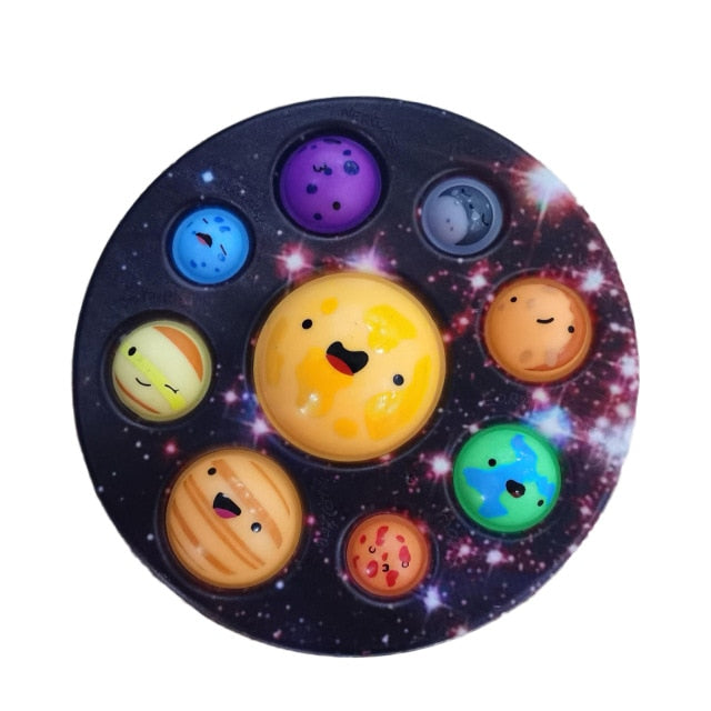 Eight Planet Pop It Push Bubble Fidget Toys Adult Stress Relief Squeeze Toy Antistress Popit Soft Squishy Kids Toys Gifts