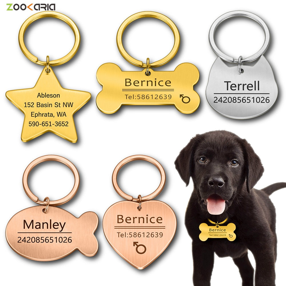 Personalized Cat Dog Pet ID Tag Keychain Engraved Pet ID Name for Cat Puppy Dog Collar Tag Pendant Keyring Bone Pet Accessories