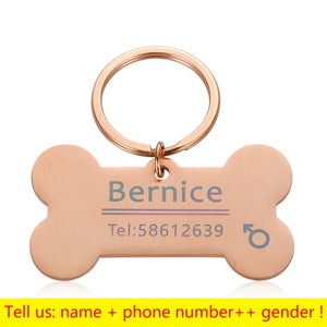 Personalized Cat Dog Pet ID Tag Keychain Engraved Pet ID Name for Cat Puppy Dog Collar Tag Pendant Keyring Bone Pet Accessories