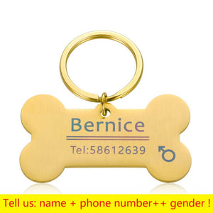 Personalized Cat Dog Pet ID Tag Keychain Engraved Pet ID Name for Cat Puppy Dog Collar Tag Pendant Keyring Bone Pet Accessories