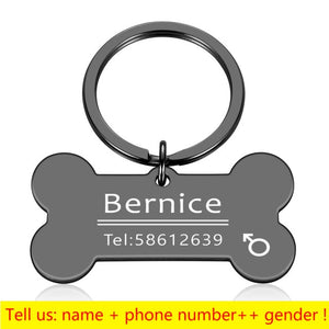 Personalized Cat Dog Pet ID Tag Keychain Engraved Pet ID Name for Cat Puppy Dog Collar Tag Pendant Keyring Bone Pet Accessories