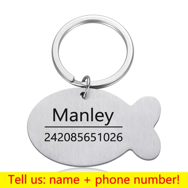 Personalized Cat Dog Pet ID Tag Keychain Engraved Pet ID Name for Cat Puppy Dog Collar Tag Pendant Keyring Bone Pet Accessories