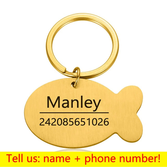 Personalized Cat Dog Pet ID Tag Keychain Engraved Pet ID Name for Cat Puppy Dog Collar Tag Pendant Keyring Bone Pet Accessories