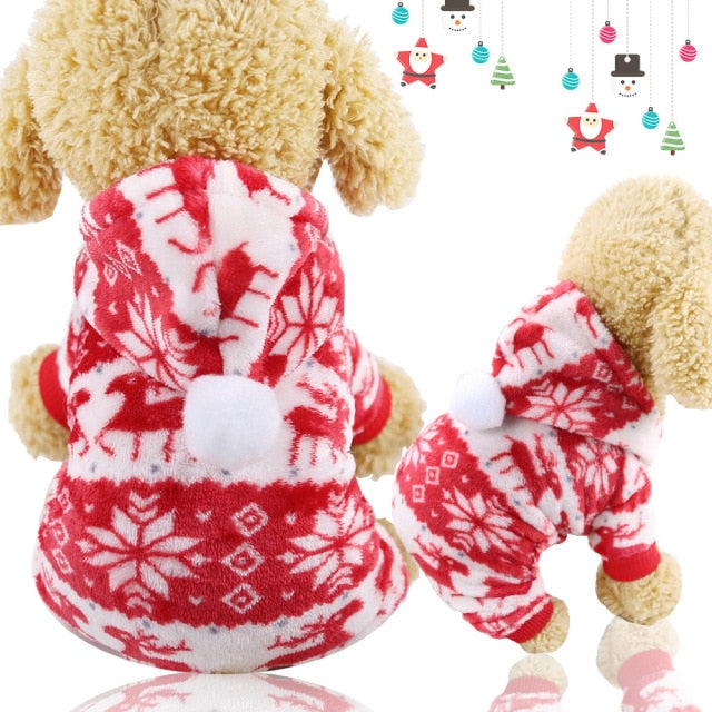 Soft Warm Pet Dog Jumpsuits Clothing for Dogs Pajamas Fleece Small Puppy Coat Pet Outfits Hoodie Clothing Cats Clothes Christmas