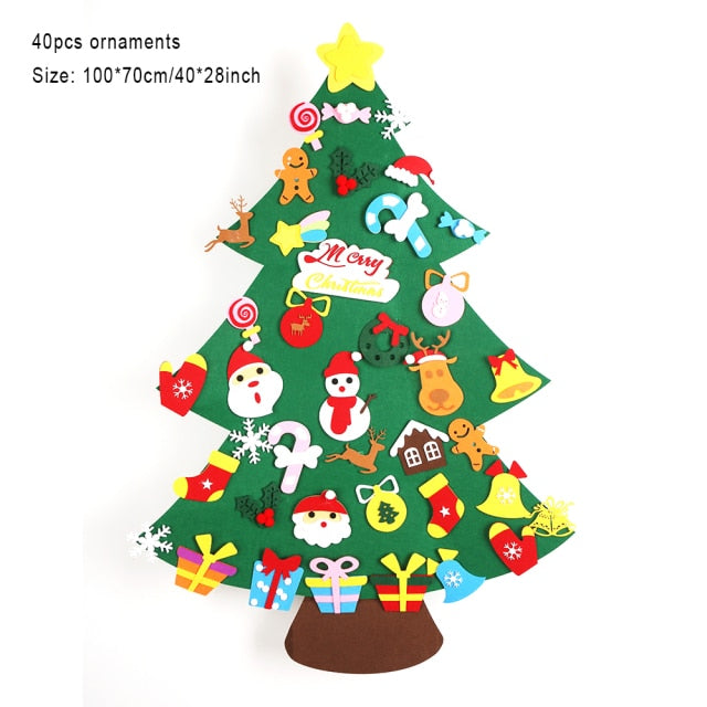 Baby Montessori Toy 32pcs DIY Felt Christmas Tree Toddlers Busy Board Xmas Tree Gift For Boy Girl Door Wall Ornament Decorations