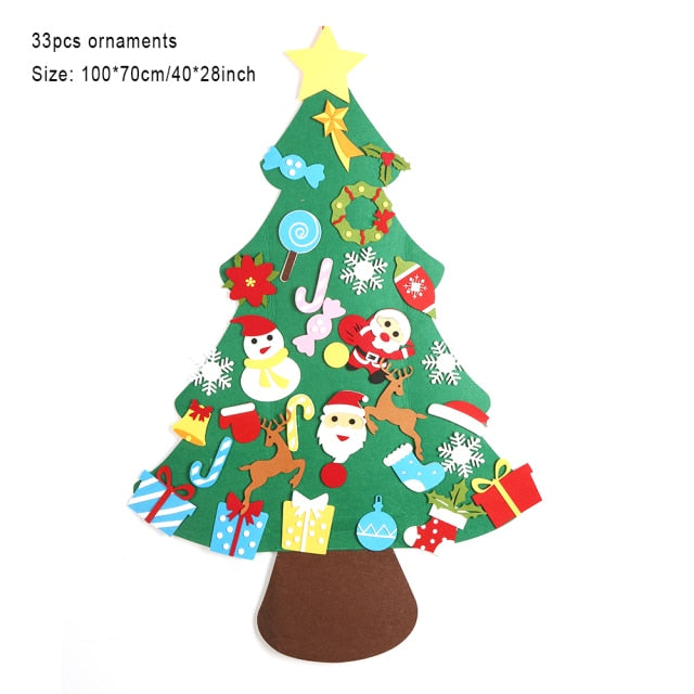 Baby Montessori Toy 32pcs DIY Felt Christmas Tree Toddlers Busy Board Xmas Tree Gift For Boy Girl Door Wall Ornament Decorations