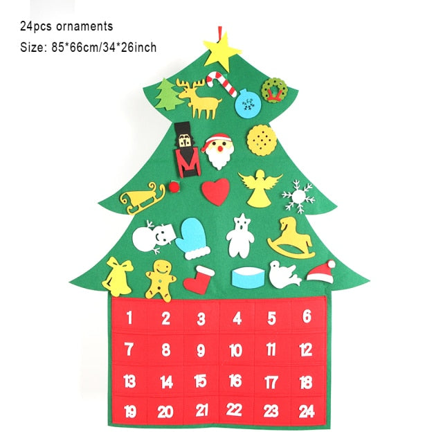 Baby Montessori Toy 32pcs DIY Felt Christmas Tree Toddlers Busy Board Xmas Tree Gift For Boy Girl Door Wall Ornament Decorations