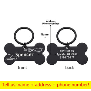 Personalized Collar Pet ID Tag Engraved Pet ID Name for Cat Puppy Dog Tag Pendant Keyring Bone Pet Accessories